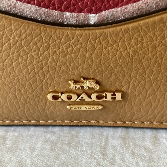 Coach: Tan Slim Credit Card Holder with Pink Lips- Wallet - Picture 9 of 16